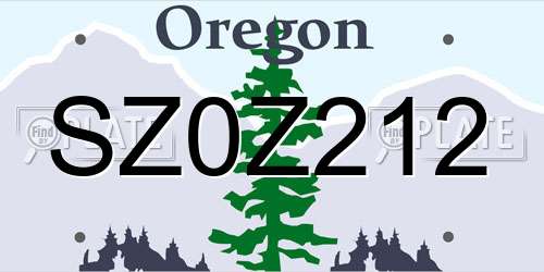SZ0Z212 Oregon License Plate