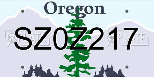 SZ0Z217 Oregon License Plate