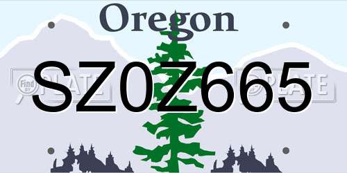 SZ0Z665 Oregon License Plate