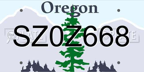 SZ0Z668 Oregon License Plate