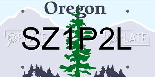 SZ1P2L Oregon License Plate