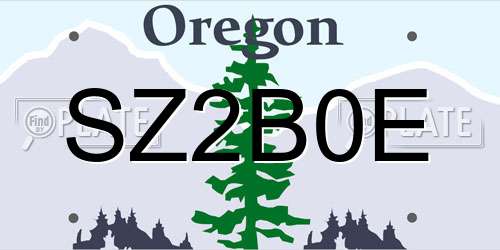 SZ2B0E Oregon License Plate