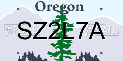 SZ2L7A Oregon License Plate