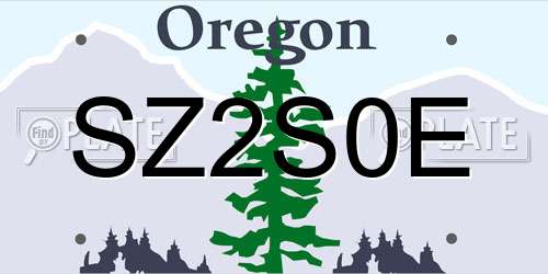 SZ2S0E Oregon License Plate