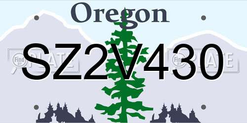 SZ2V430 Oregon License Plate
