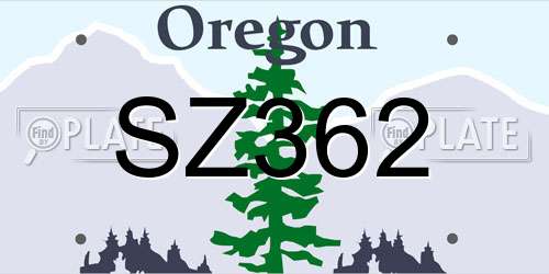 SZ362 Oregon License Plate