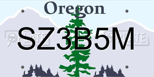 SZ3B5M Oregon License Plate