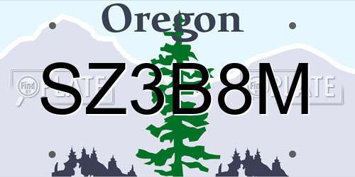 SZ3B8M Oregon License Plate