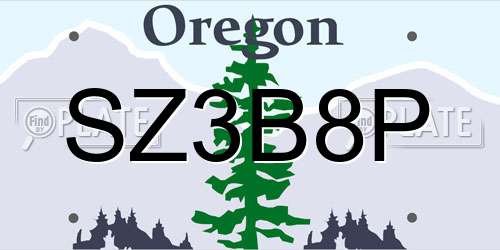 SZ3B8P Oregon License Plate