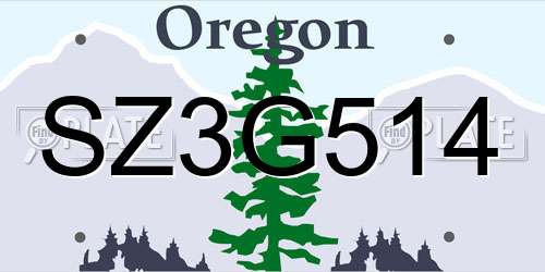 SZ3G514 Oregon License Plate