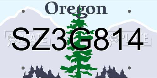 SZ3G814 Oregon License Plate