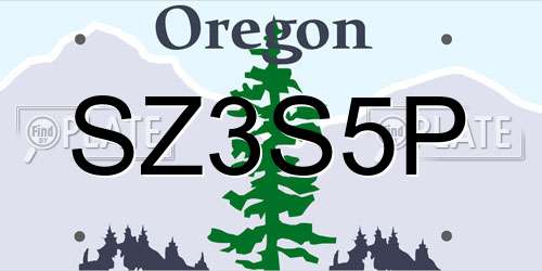 SZ3S5P Oregon License Plate
