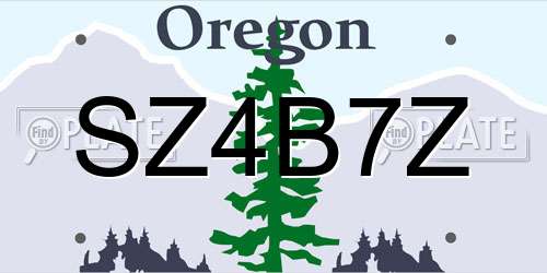 SZ4B7Z Oregon License Plate