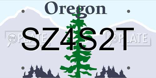 SZ4S2T Oregon License Plate