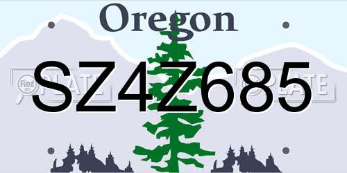 SZ4Z685 Oregon License Plate