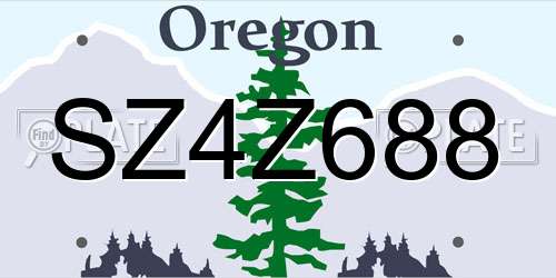 SZ4Z688 Oregon License Plate