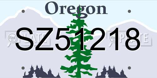 SZ51218 Oregon License Plate