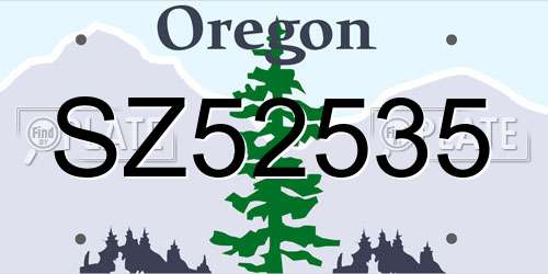 SZ52535 Oregon License Plate