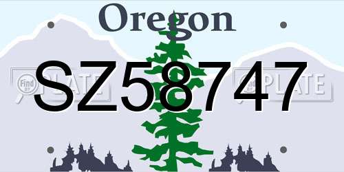 SZ58747 Oregon License Plate