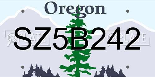 SZ5B242 Oregon License Plate