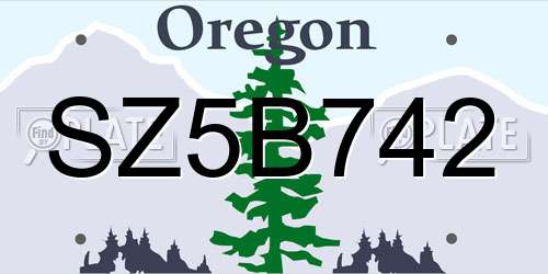 SZ5B742 Oregon License Plate