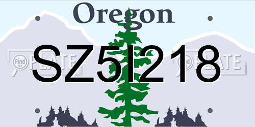 SZ5I218 Oregon License Plate
