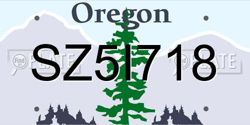 SZ5I718 Oregon License Plate