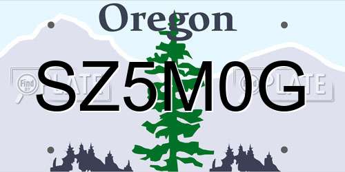 SZ5M0G Oregon License Plate