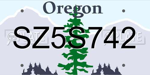 SZ5S742 Oregon License Plate