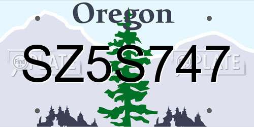 SZ5S747 Oregon License Plate