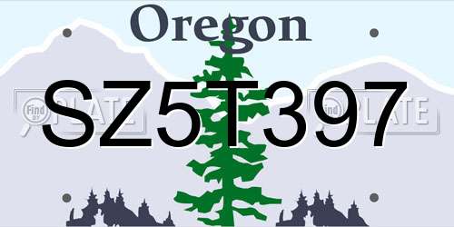 SZ5T397 Oregon License Plate