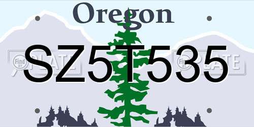 SZ5T535 Oregon License Plate