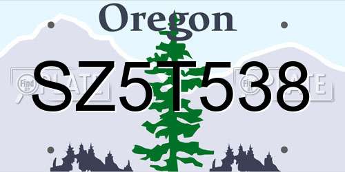 SZ5T538 Oregon License Plate