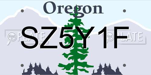 SZ5Y1F Oregon License Plate