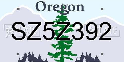 SZ5Z392 Oregon License Plate
