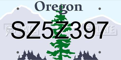 SZ5Z397 Oregon License Plate