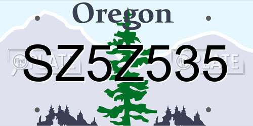 SZ5Z535 Oregon License Plate