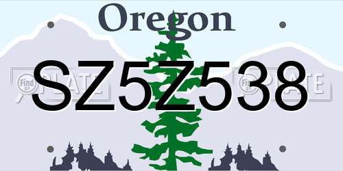 SZ5Z538 Oregon License Plate