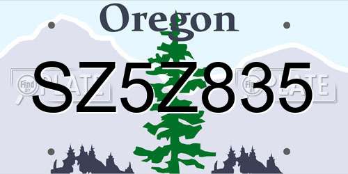 SZ5Z835 Oregon License Plate