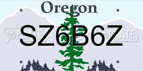 SZ6B6Z Oregon License Plate