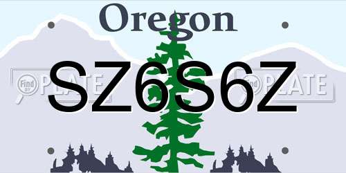 SZ6S6Z Oregon License Plate