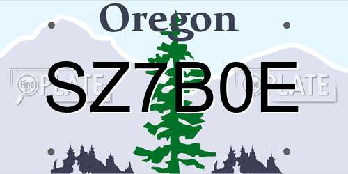SZ7B0E Oregon License Plate