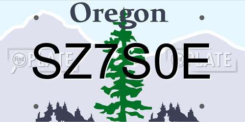 SZ7S0E Oregon License Plate