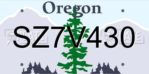 SZ7V430 Oregon License Plate