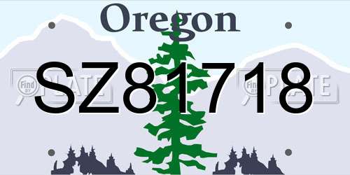 SZ81718 Oregon License Plate