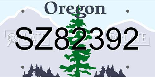 SZ82392 Oregon License Plate