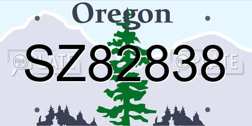 SZ82838 Oregon License Plate