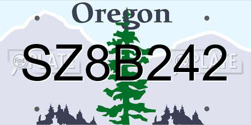 SZ8B242 Oregon License Plate