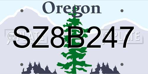 SZ8B247 Oregon License Plate