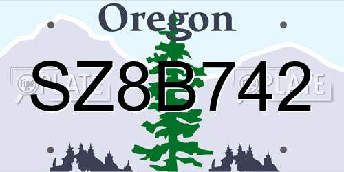 SZ8B742 Oregon License Plate